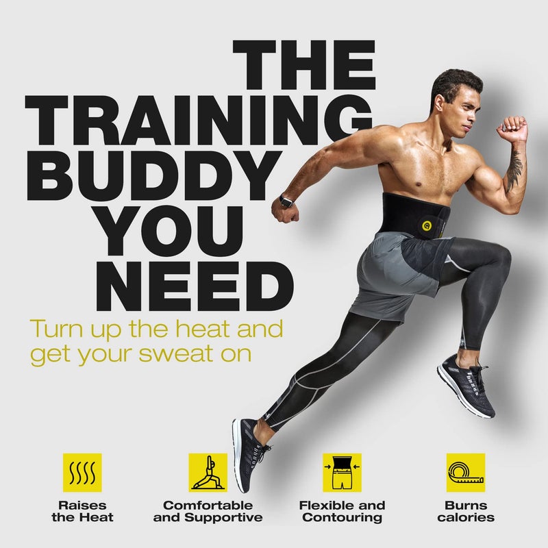 ActiveGear Premium Waist Trimmer Belt Slim Body Sweat Wrap for Stomach and Back Lumbar Support, Large: 9"" x 46"" - Yellow - Image 3